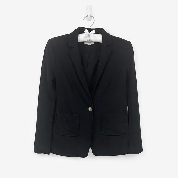 LOFT Jackets & Blazers - LOFT One Button Blazer Size 2 Black Cotton Blend Classic Tailored‎ Career Office
